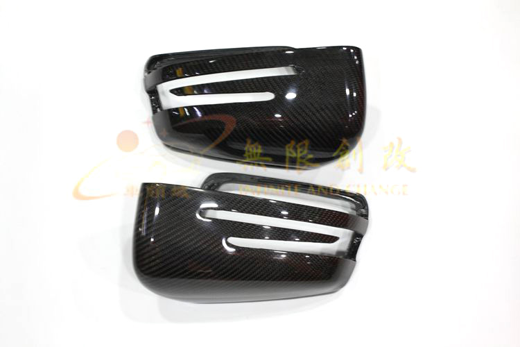 奔驰C级 A B级 E级 GLK C180C200C260C63E260W204碳纤维后视镜壳